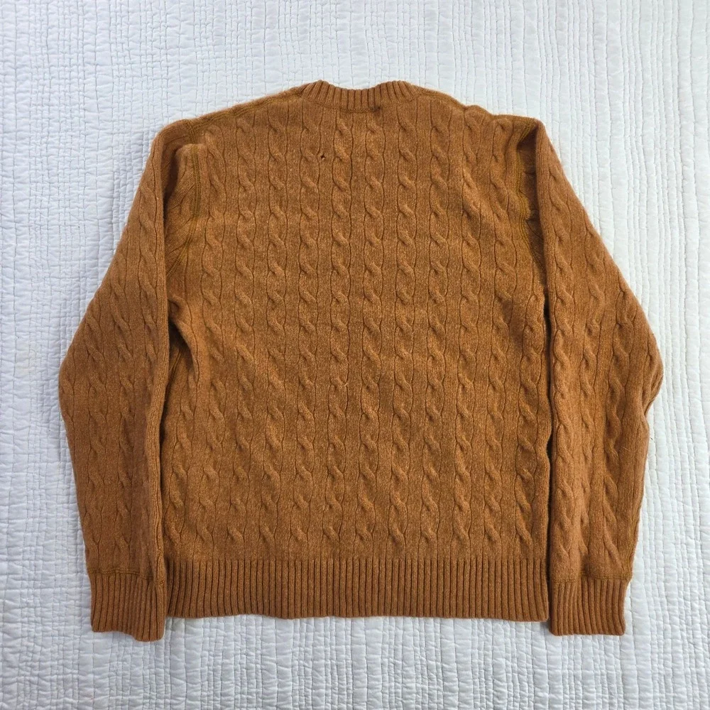 Banana Republic Angora Cashmere Wool Cable Knit Sweater Camel Mens M Flawed